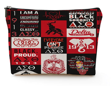 Generic Sorority Gifts for Women DST Make Up Bag 1913 Sigma Theta Paraphernal Gifts for Girls Delta Cosmetic Bag Red