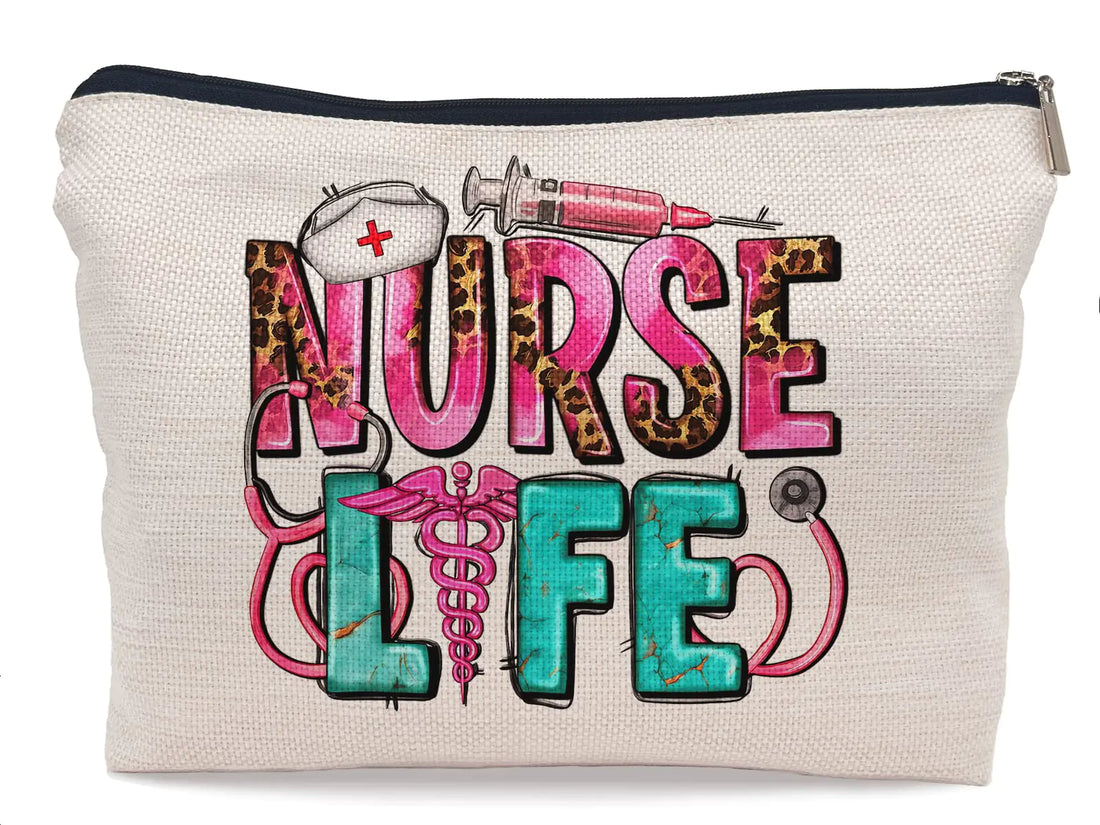 Lacosu Nurse Life Caduceus Symbol Leopard Makeup Bag Make up Cosmetic Bag Small Zipper PouchNurse Appreciation GiftNurses Week GiftNursing GiftNurse Graduate Gifts