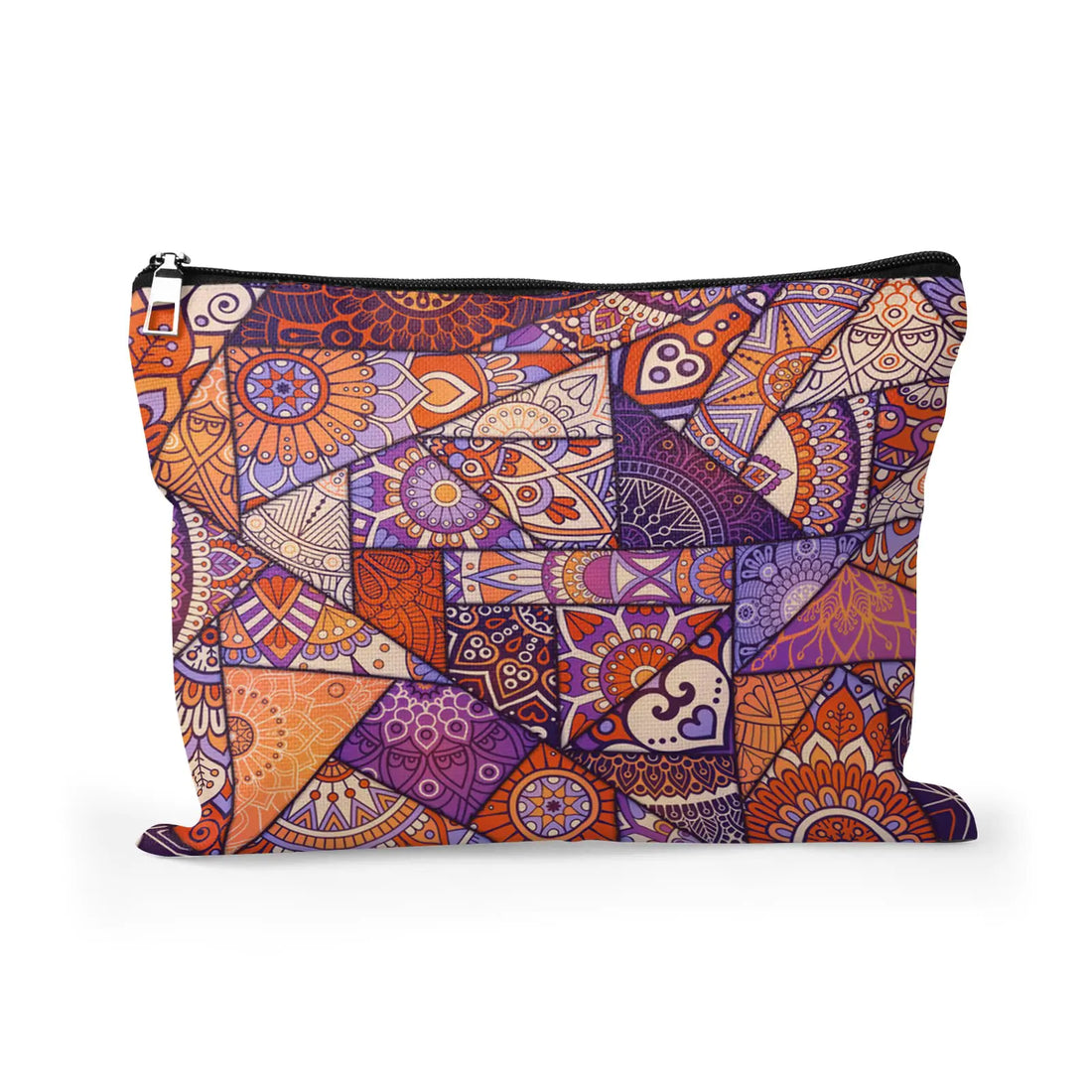 Cafl Patchwork Retro Indian Makeup Bag Vintage Cosmetic Bag for Women Large Make Up Bag Portable Travel Toiletry Pouch Accessories Organizer 10 * 8inch