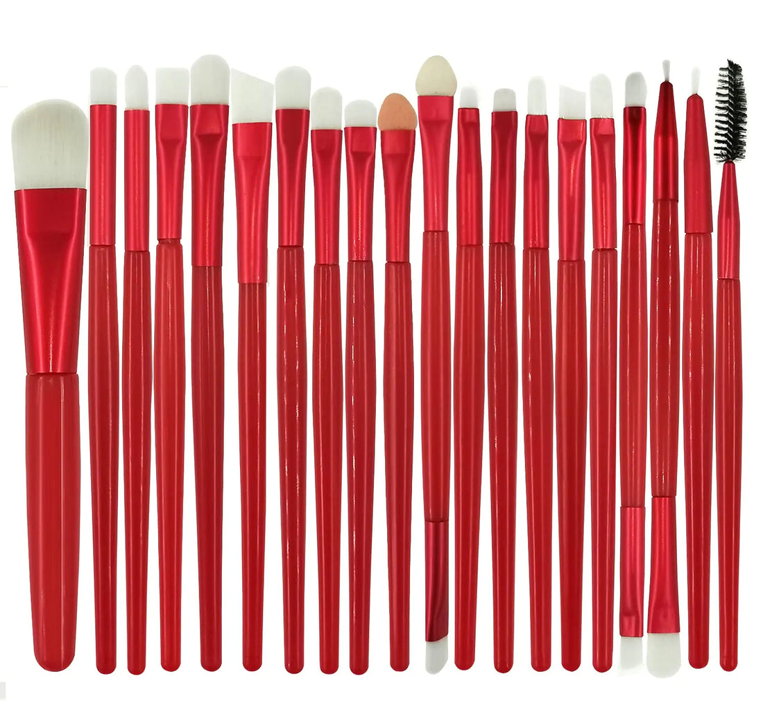 Makeup Brushes Pimoys Make up Brush Set 20 PCs Professional Face Eyeliner for Foundation Blush Concealer Eyeshadow Red