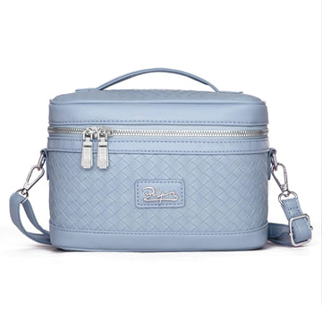 Travel Makeup Bags Cosmetic Organizer Bag: Large Capacity Make up Bag Case with Mirror Set of 2 - Crossbody Toiletry Bag for Women (Blue)
