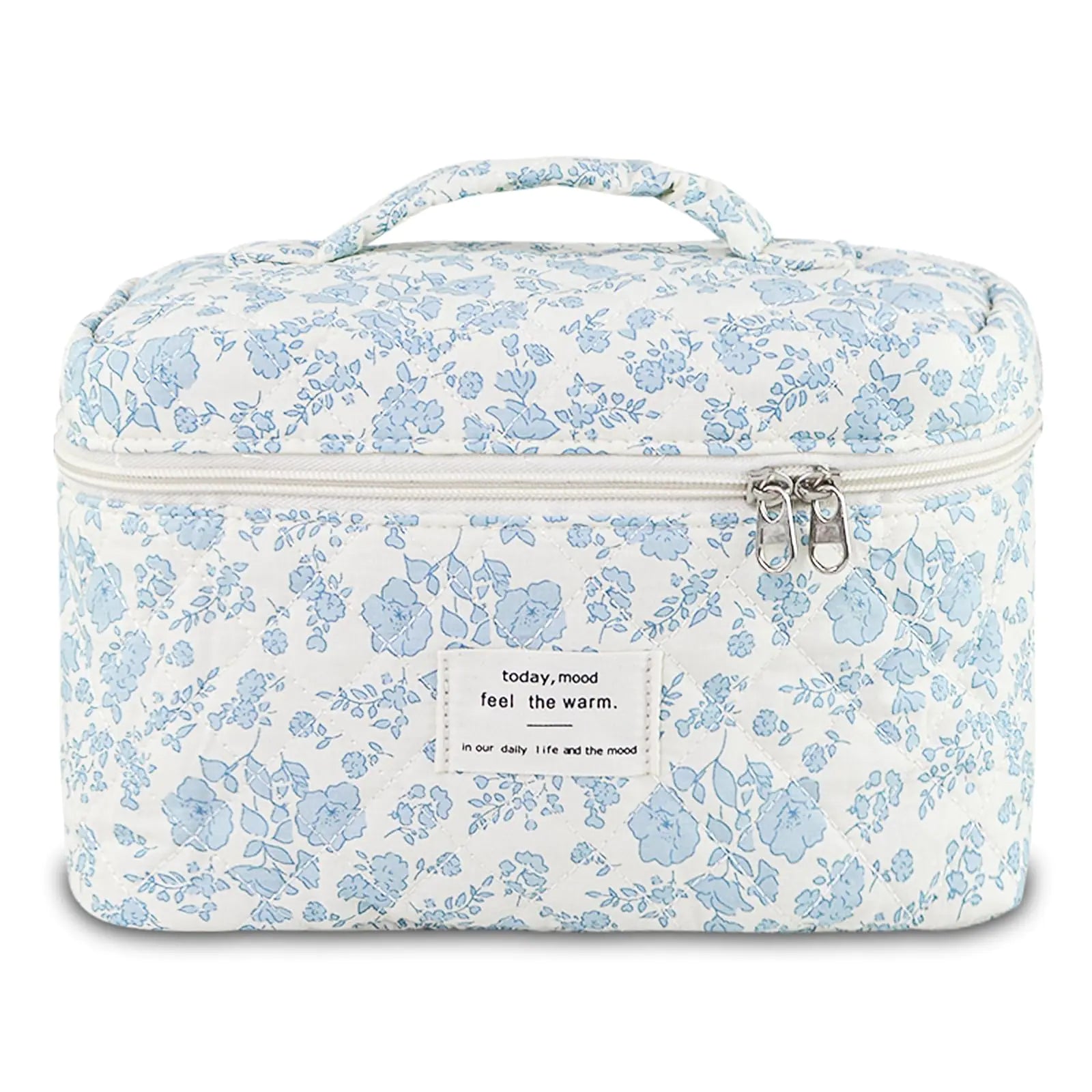 GISMTR Makeup Bag Floral Quilted Cosmetic Bag Large Travel Aesthetic Make up Bag Cute Coquette Toiletry Bag for Women Girls