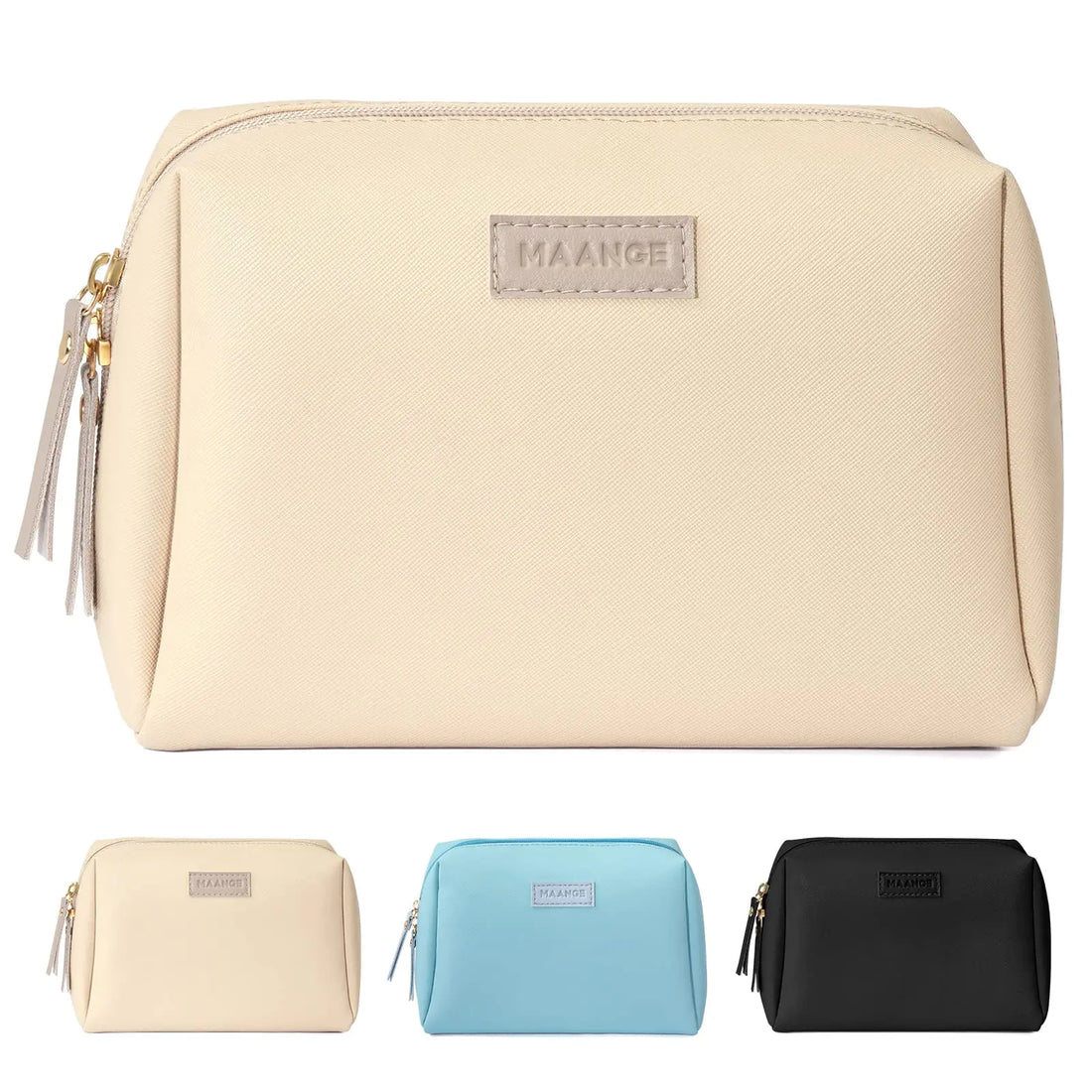MAANGE Small Makeup Bag for Women Cosmetic Bag with Zipper Travel Makeup Bag of Soft PU Leather Cute Make Up Pouch