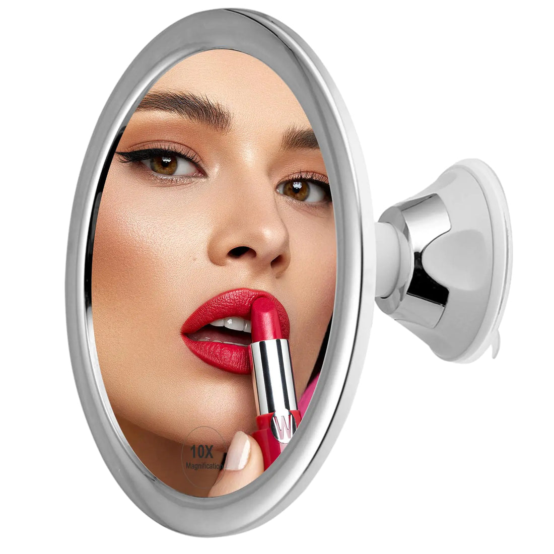10X Magnifying Shower Mirror for Shaving and Make-up Shatterproof Bathroom Mirror Shower Mirror with Silicone Suction Cups 360° swivelling