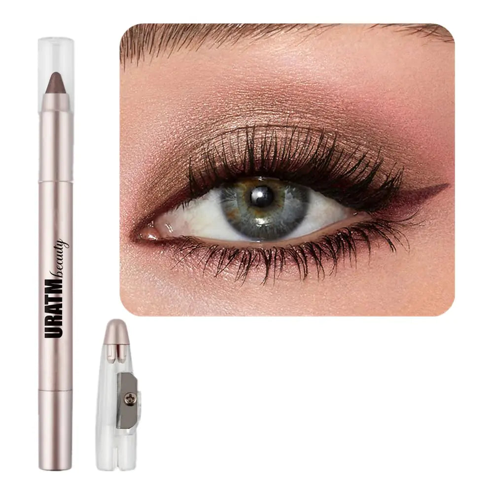 Qeetvia Brown Eyeshadow Stick Makeup Cream Shimmer Eye Shadow Pencil Make up Waterproof Hypoallergenic Long Lasting Eyeliner Glitter Primer Palette Smooth Crayon