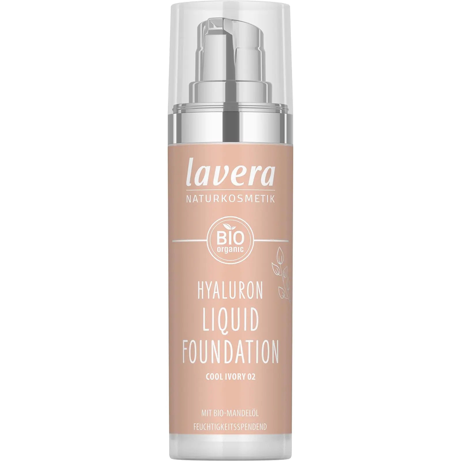 lavera Hyaluron Liquid Foundation - Cool Ivory 02 - Foundation Make Up with Hyaluron & Almond Oil for a Flawless Complexion - Face Make Up - PETA Certified - Vegan - Made in Germany - 1 Fl Oz