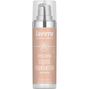 lavera Hyaluron Liquid Foundation - Cool Ivory 02 - Foundation Make Up with Hyaluron & Almond Oil for a Flawless Complexion - Face Make Up - PETA Certified - Vegan - Made in Germany - 1 Fl Oz