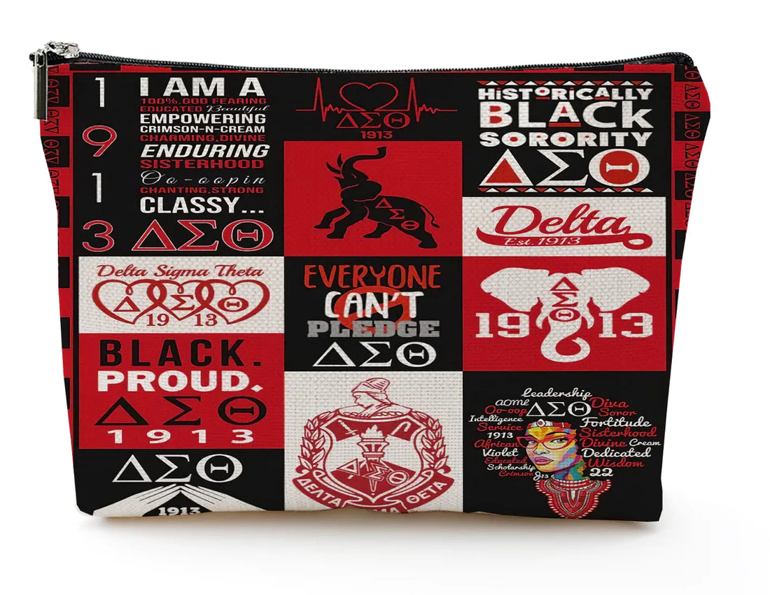 Generic Sorority Gifts for Women DST Make Up Bag 1913 Sigma Theta Paraphernal Gifts for Girls Delta Cosmetic Bag Red