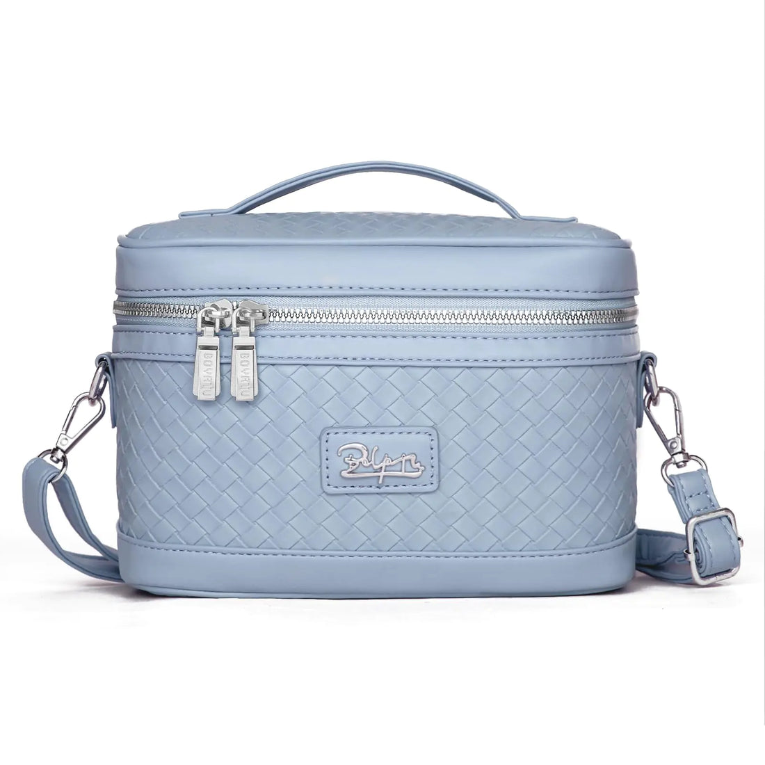 Travel Makeup Bags Cosmetic Organizer Bag: Large Capacity Make up Bag Case with Mirror Set of 2 - Crossbody Toiletry Bag for Women (Blue)