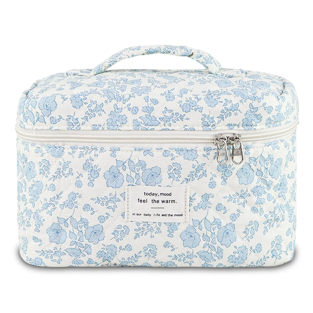 GISMTR Makeup Bag Floral Quilted Cosmetic Bag Large Travel Aesthetic Make up Bag Cute Coquette Toiletry Bag for Women Girls