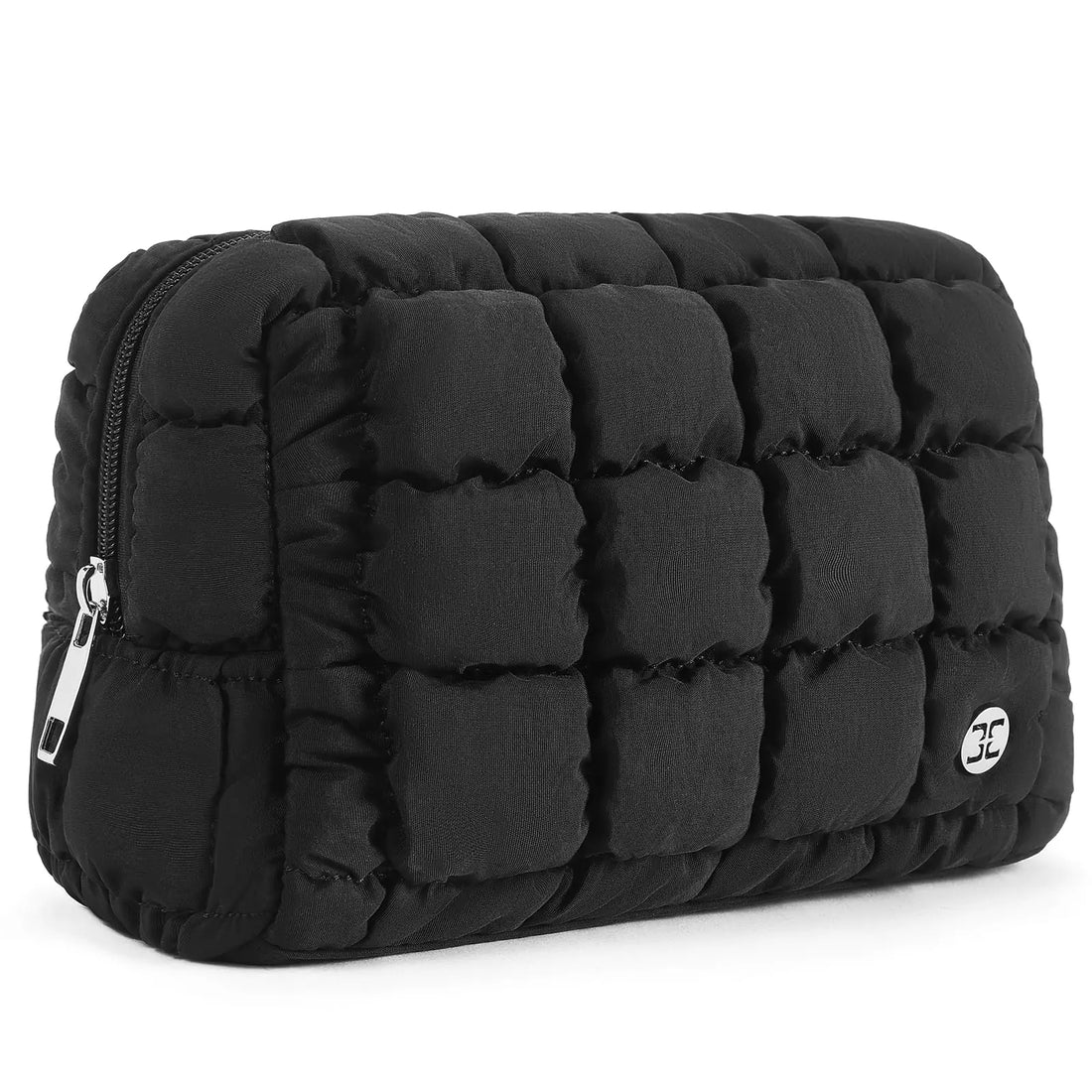 Telena Puffer Makeup Bags for Women Nylon Puffy Padded Make Up Bags for Women Makeup Organizer Case Wide-open Makeup Pouch Travel Essentials