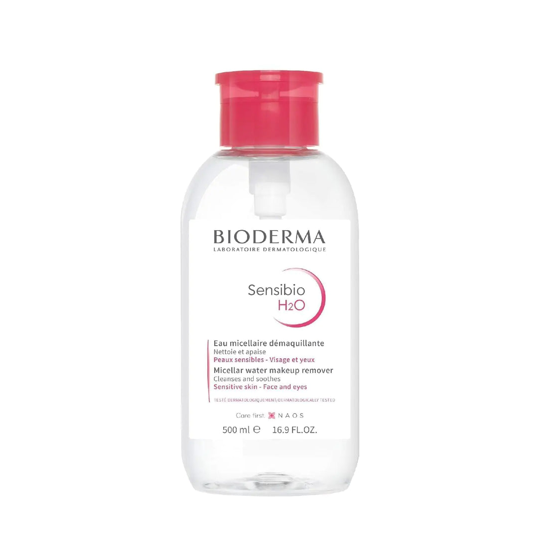 Bioderma - Sensibio H2O PUMP - Micellar Water - Cleansing and Make-Up Removing – Refreshing feeling – for Sensitive Skin 16.9 Fl Oz (Pack of 1)