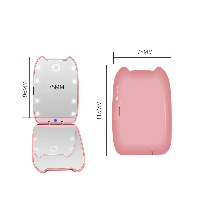 Cute Mini Portable LED Makeup Mirror with Light