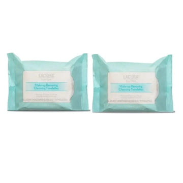 Lacura Face Care Make-Up Removing Cleansing Towelettes 7.4 x7.2in 18.8 x 18.3cm 25ct (Two Bags)